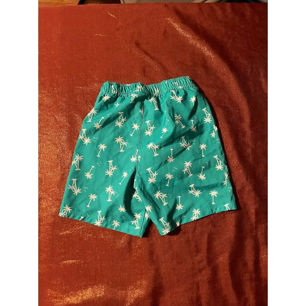 Wonder Nation Swim Shorts Boys 5T Palm Print Lined Elastic Waist Turquoise